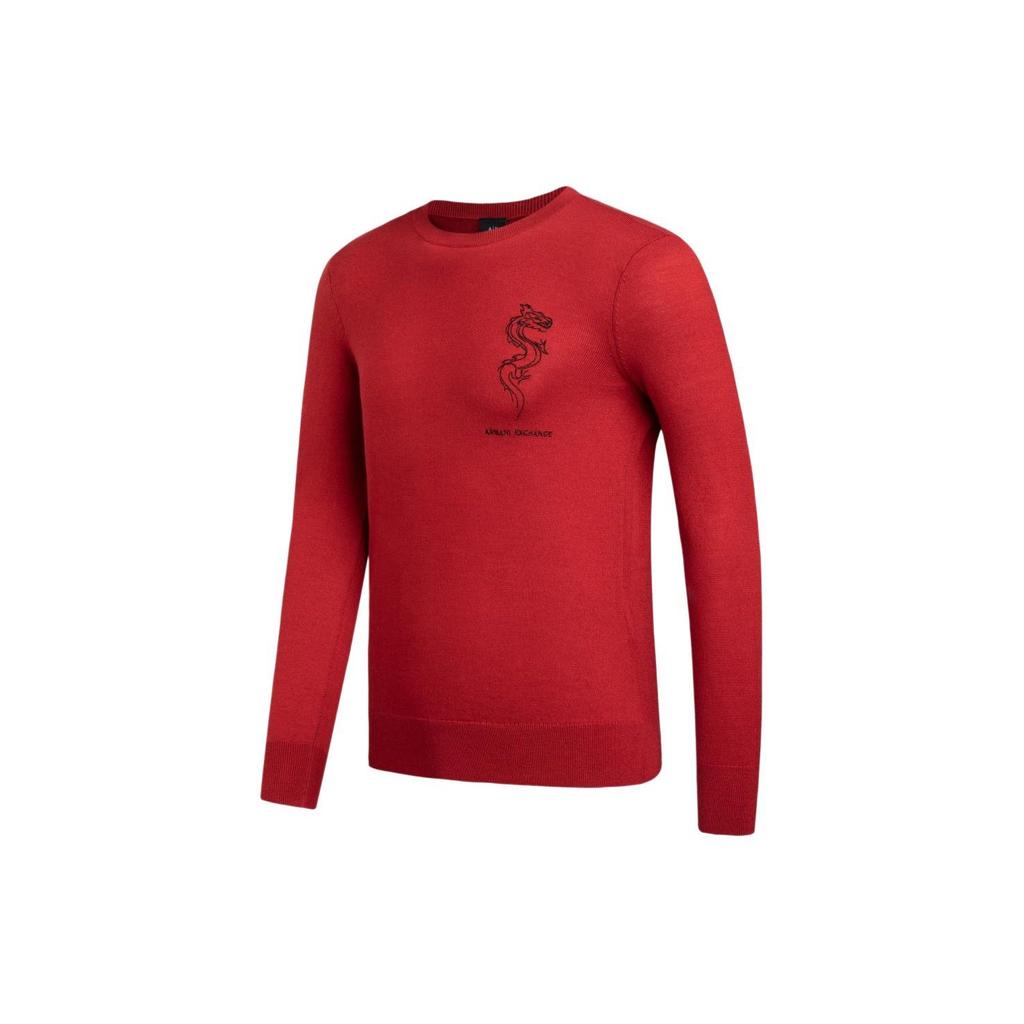 Armani Exchange Dragon Letter Embroidered Crew Neck Long Sleeve Sweater Men sweater 3DZM2T-ZM3XZ-1435