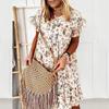 Women's Casual Loose Flowers Print All-match Short Sleeve Dress