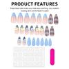 24Pcs French Almond Press On Nails 3D Button Polka Dot Flower Design Blue Brown Fake Nails Creative False Nail Tips