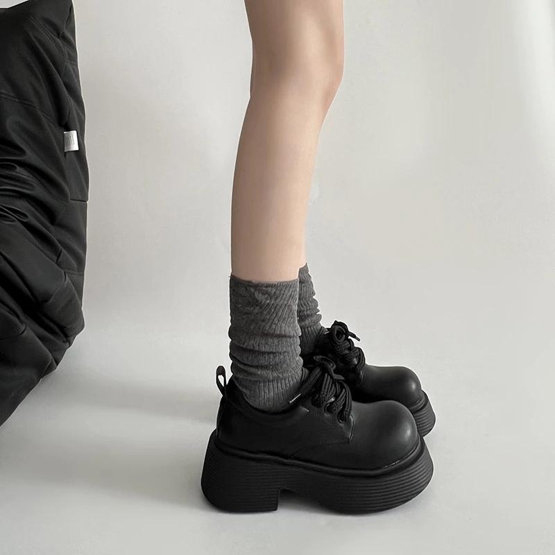 Fashion Women's Thick Sole Single Shoes Autumn New Round Head Front Strap Thick Sole Anti-slip Wear-resistant Low-top Shoes