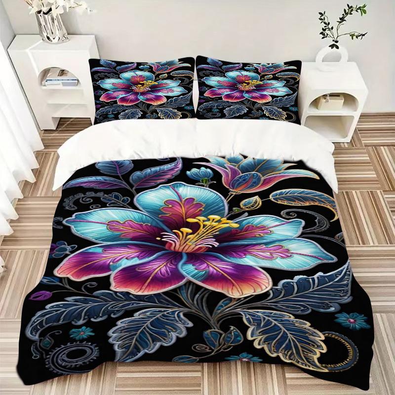 3pcs Fantasy Flower Duvet Cover Set - Includes 1 Duvet Cover and 2 Pillowcases, No Quilt Core, All-Season Home Decor yy251111059