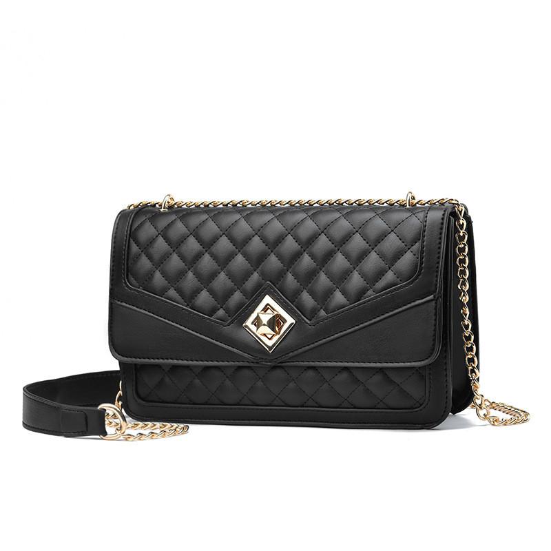 IELGY Fashion Black Diamond Bag Premium Crossbody Chain Bag
