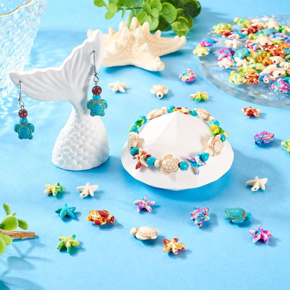 100pcs Turquoise Sea Turtle Zhuhai Star Bead Colorful Marine Life Bead Craft Bead Jewelry Making Bracelet Necklace Foot Chain DIY Supplies
