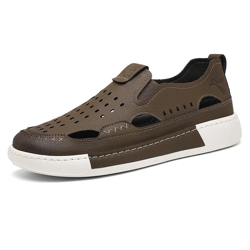 

Men Outdoor Wading Shoes Slip-On Walking Sports Footwear Men s Casual Shoes Breathable Hollow Out Summer Shoes Loafers Sneakers 44 коричневый