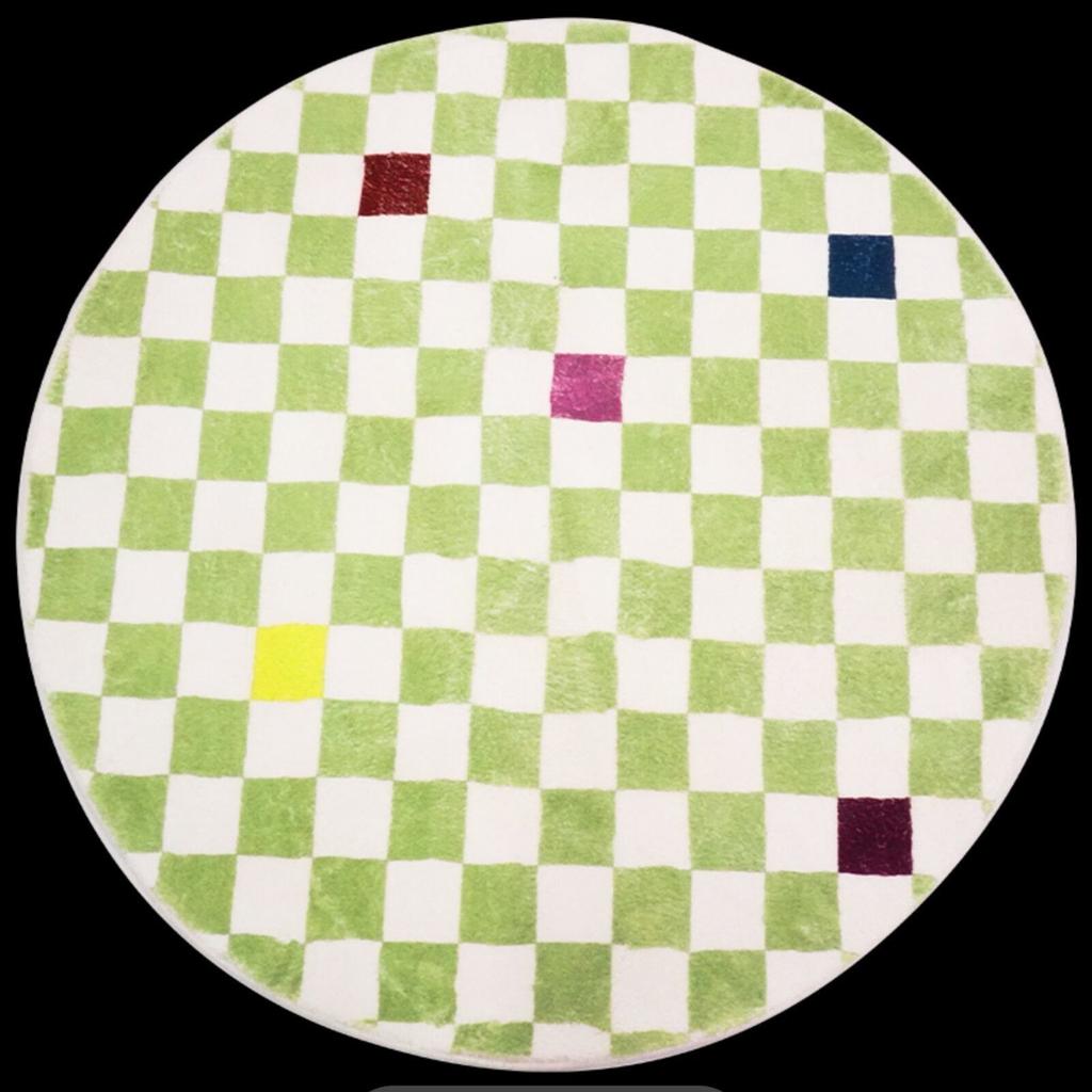 Round Checkerboard Carpet Dresser Thickened Carpet Home Living Room Bedroom Bedside Large Area Carpets Fluffy Soft Non-slip Rug