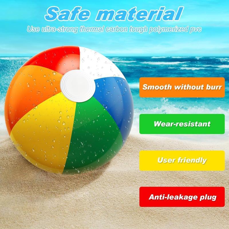 Rainbow Inflatable Beach Balls Durable Leakproof Lightweight For Pool Beach Summer Outdoor Water Games