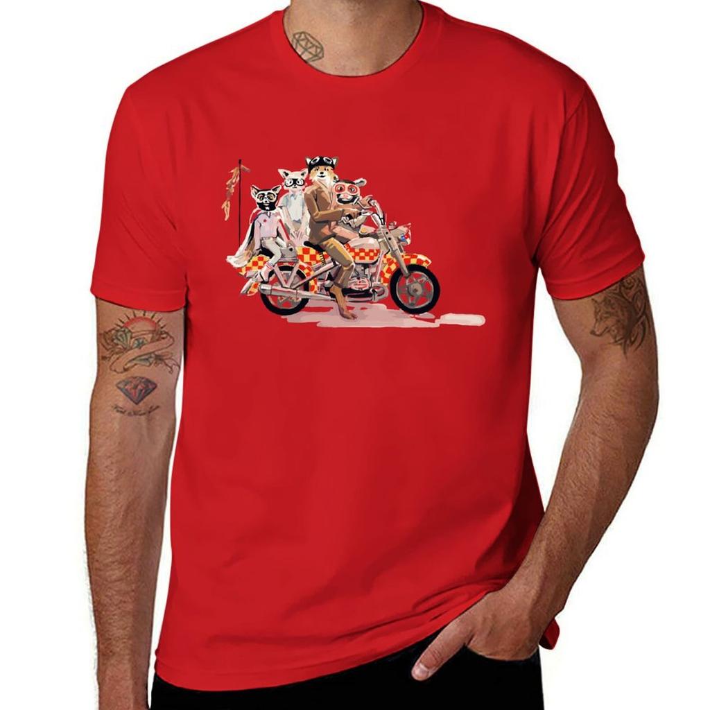 Schönes Andenken fantastische Mr. Fuchs Familie auf einem Motorrad Großartig Für Musikfan T-Shirt Anime Übergröße Oberteile schlichte T-Shirts Herren