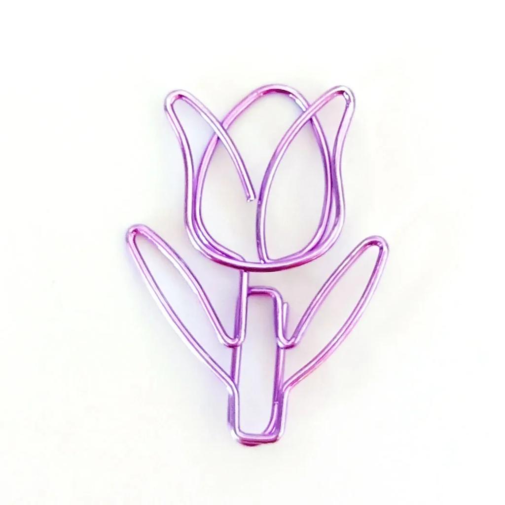 10PC Tulip Paper Clips Kawaii Notebook Planner Bookmarks Korean Stationery Tickets Photo Clips Office Supplies Bookmark Folder