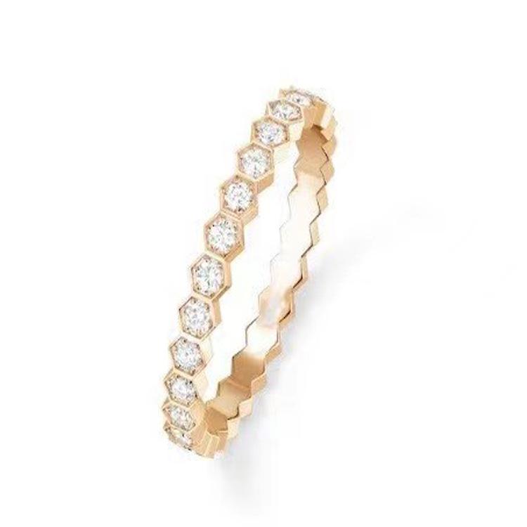 Shangjia Starry Sky 18k Rose Gold Honeycomb Ring – Niche Design, High-End Feel