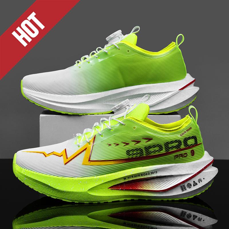 Fluorescence Running Shoes Carbon Board Marathon Men Sports Breathable Lightweight Women'S Comfortable Athletic Nonskid Sneakers