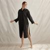 Linen Pleated Shirt Dress Women Casual Long Dress Turn Down Collar