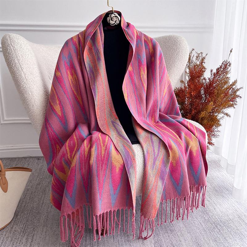 

Bohemian Winter Scarf for Women Thick Blanket Jacquard Cashmere Design Lady Soft Pashmina Floral Bufanda Warm Shawl Poncho Stole 65X180 cm