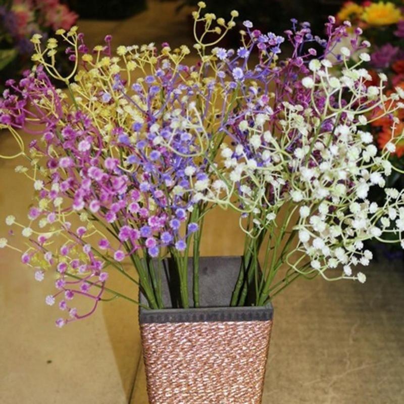 Commodity Artificial Gypsophila Lavender Magnolia Flower Fake Silk Wedding Party Bouquet Home Decor.