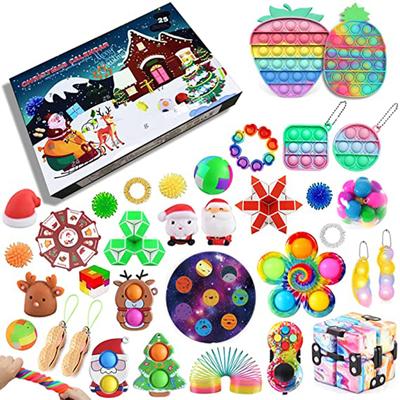 Calendrier de l'Avent Compte à Rebours de Noël 2021, Ensemble de Jouets Sensoriels Pour la Maison, l'École, , la Fête, Jeu Parent-Enfant