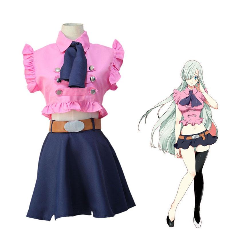 Authentic Elizabeth Liones Uniform Cosplay Costume Set For Women With Gorgeous Pink And Navy Colors
