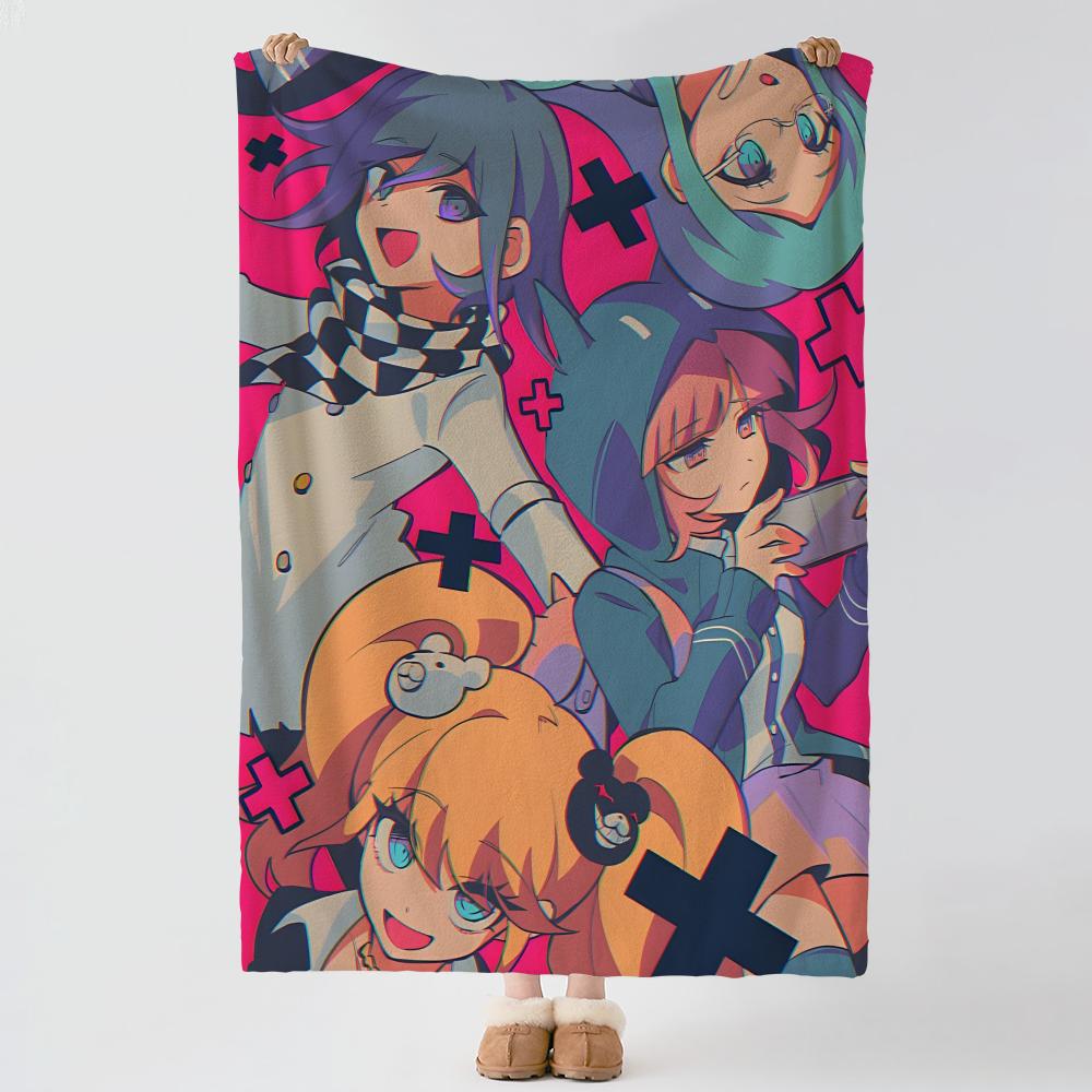 Game DDanganronpa Throw Soft Warm Flannel Blanket Multiuse Throw for Bed Sofa Office Air Conditioning Nap Blanket