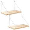 2 Pack Natural Wood Hanging Wall Shelves Easy To Install Perfect For Bedroom Bathroom Living Room Storage Display