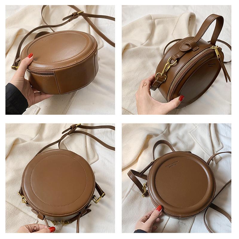 Mode Damen Einfarbig Runde Kleine Schulter Sling Tasche PU Leder All-match Design Umhängetasche