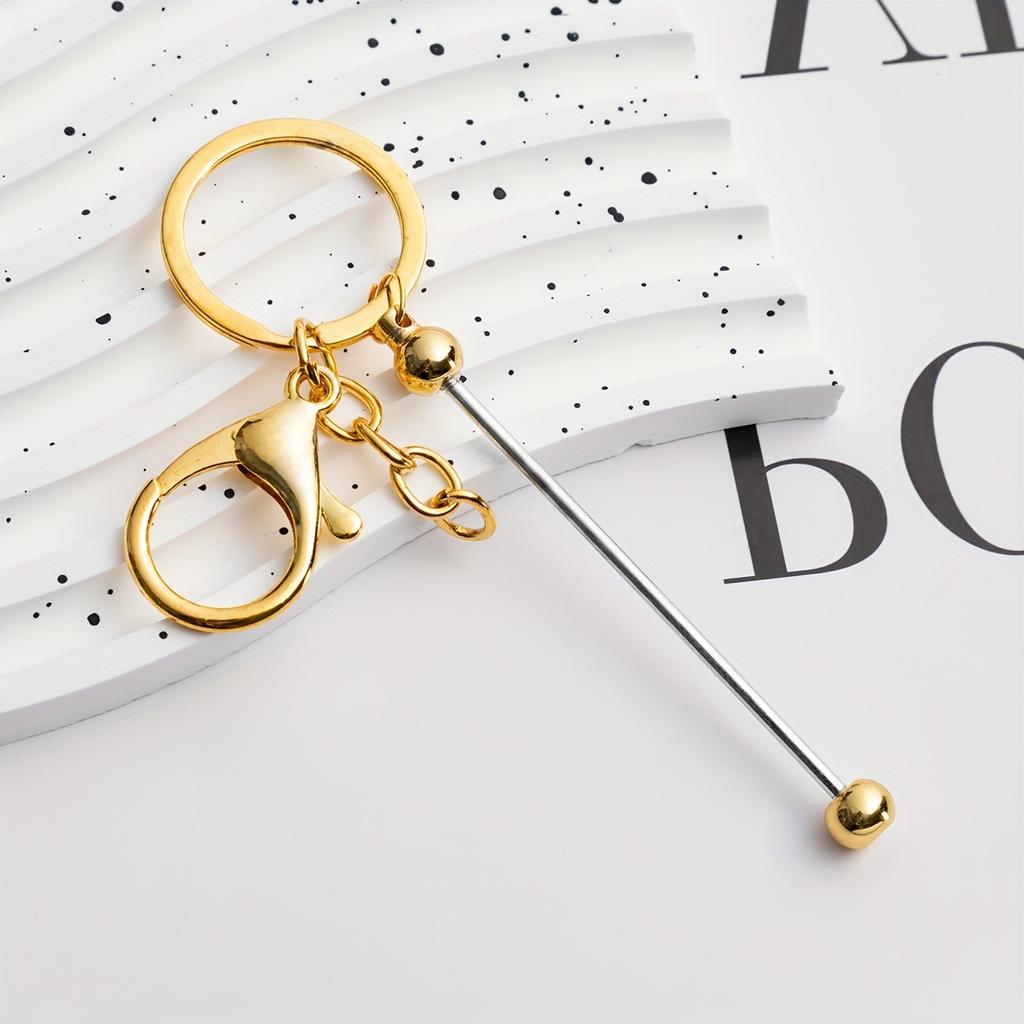 5pcs Beadable Keychain Bar, Alloy Blank Beaded Keychain Blanks For Pendant Beads DIY Keychain Making Supplies Jewelry Making Gift