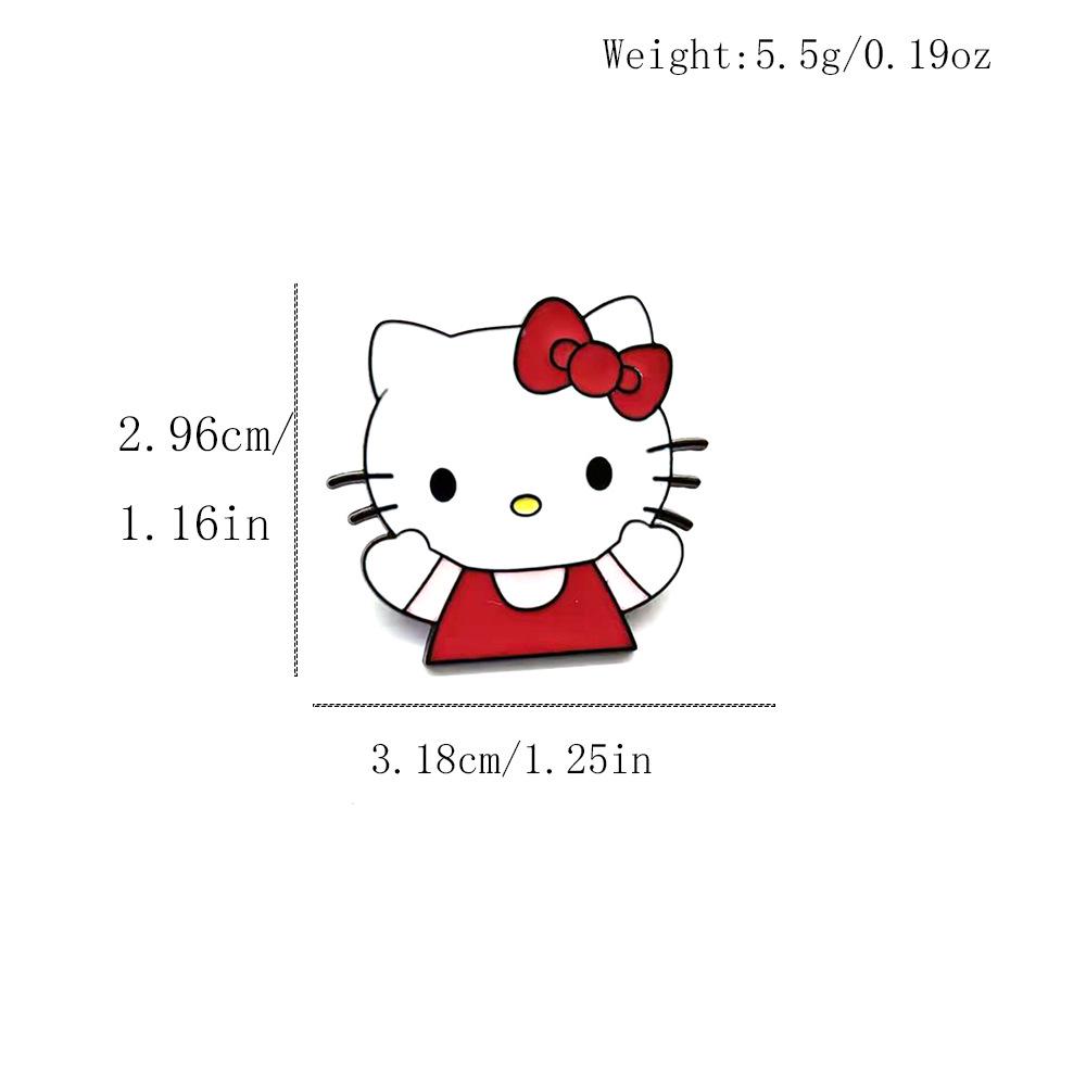 Adorable Sanrio KT Cat Cartoon Brooch - Metal Badge with Cute Alloy Drip Glaze Pin