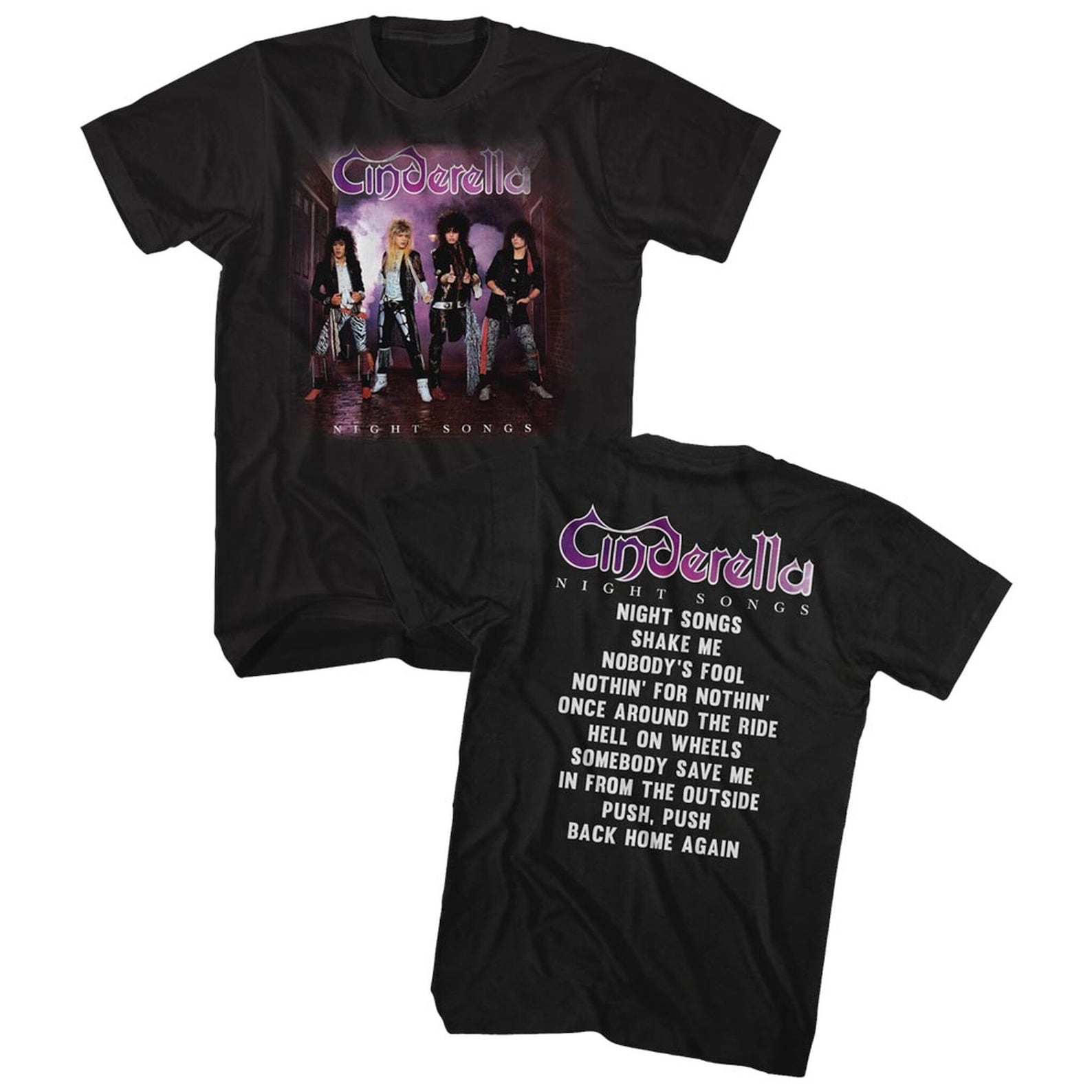 Cinderella Night Songs Album Black Adult T-Shirt S
