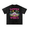 Summer Vibes Racoon | Snow Washed Oversized Cotton T-Shirt and Kids Shirt