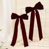 2pcs Burgundy Deep Red Hair Clips Long Tail Velvet-Like Hairpins For Girls Curly Straight Party Daily Headwear Hair Accessories