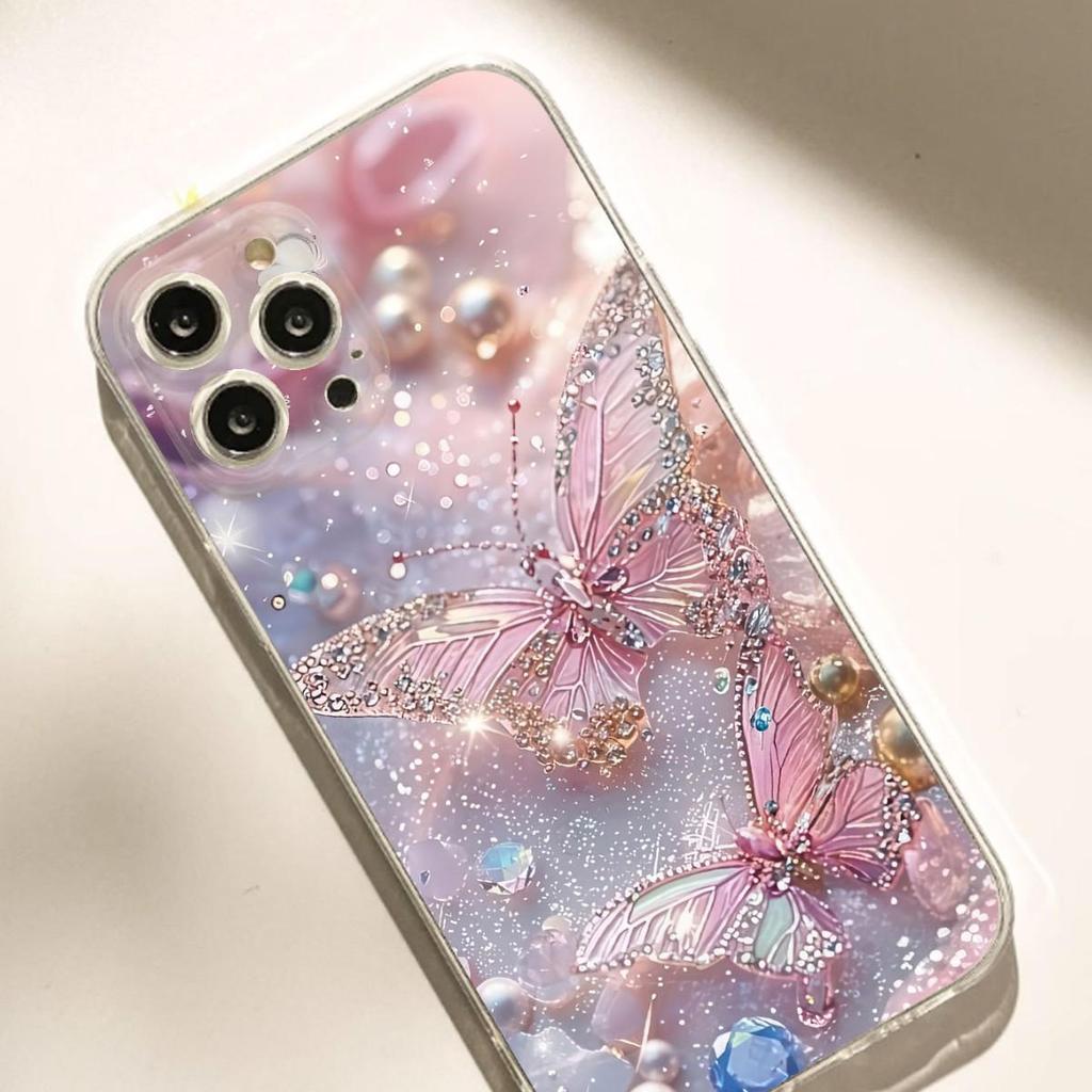 Two Butterflies Anti-Drop Clear Case for iPhone 14–17 Pro Max Series