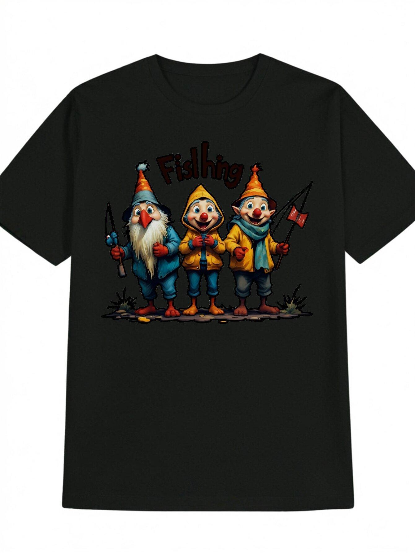 Funny Elf Graphic T-shirt - Casual Summer Tee with Vintage Black Humor L
