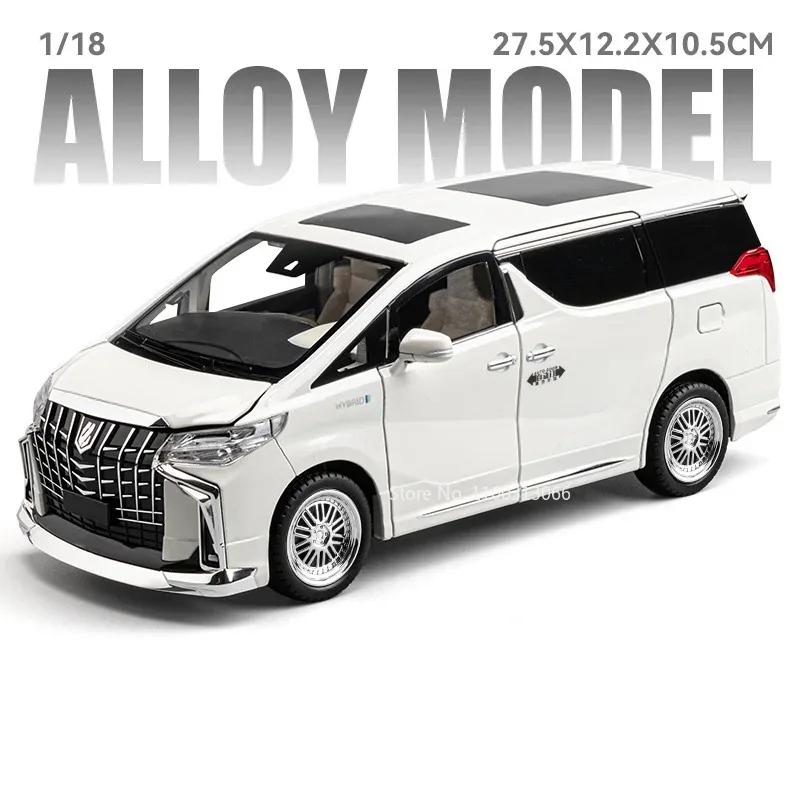 1:18 Vellfire Alphard Miniature Model Cars Toys Alloy Diecast with Light Music Vehicles Wheel Steering MPV for Boys' Edutainment