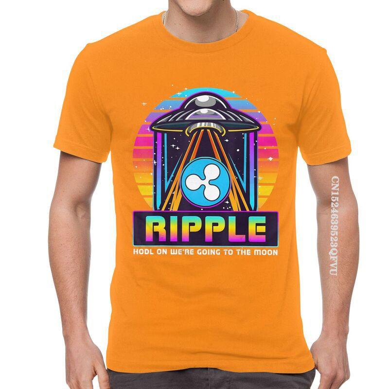 Mens Ripple XRP HODL On We Are Going To The Moon T Shirts Vaporwave Bitcoin Tshirt Hip Hop T Shirt Cotton Oversized Tee Tops
