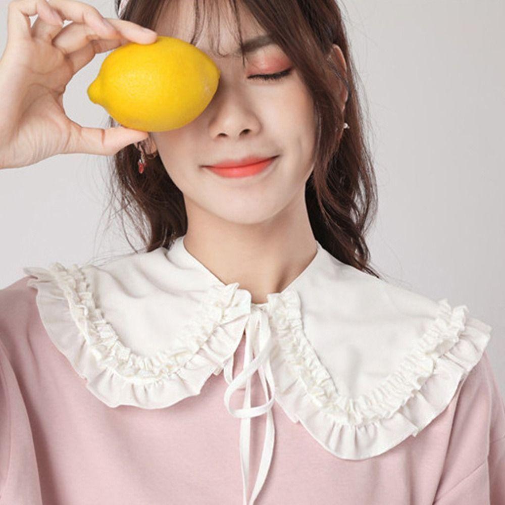 Women Solid Shirt Vintage Detachable Lace False Collar Clothes Accessories