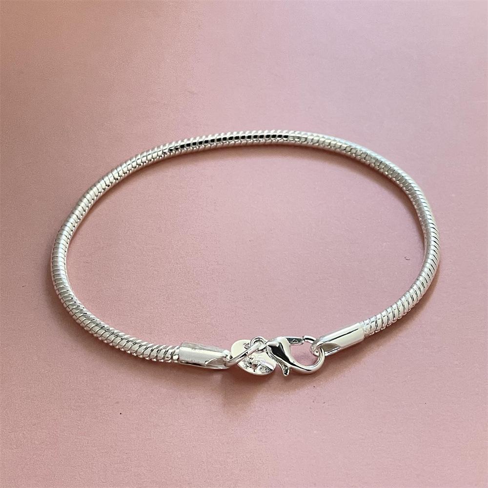 2026 Jewelry Silver-plated 3MM Snake Bone Bracelet Popular Bracelet 3MM*16CM