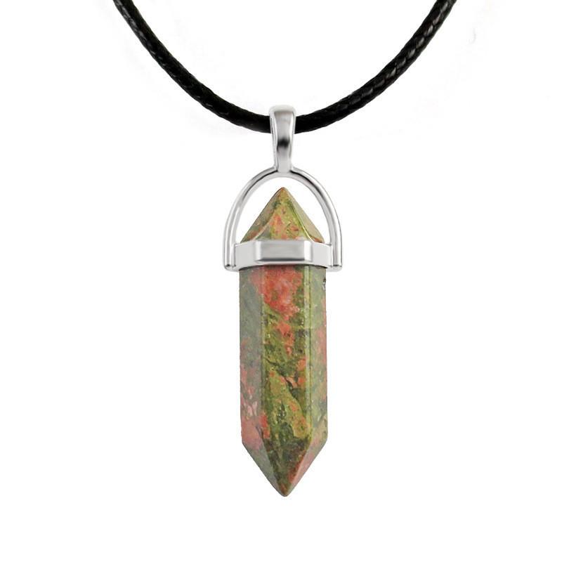 Hermoso Collar de Piedra de Cristal Natural con Colgante Hexagonal Único para Curación