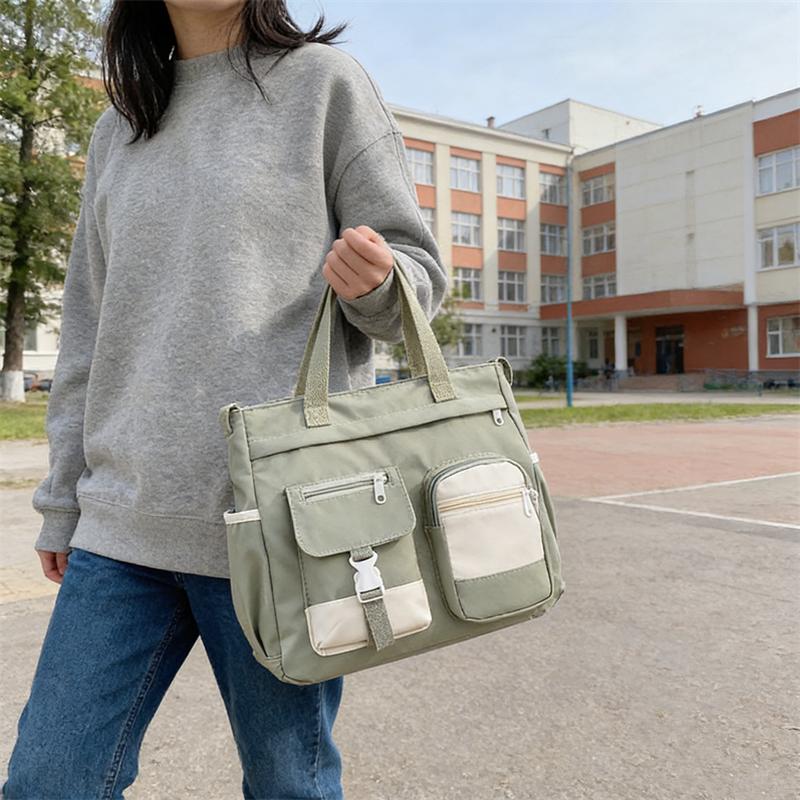 Elegante Bolso de Mano de Nailon Chic para Mujer Bolso Tote Cruzado al Hombro Diseño Espacioso con Múltiples Bolsillos Ideal para Estudiante Trabajo Viajes