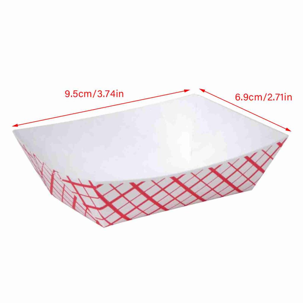 50PCS Paper Food Trays Disposable Greaseproof Paper Food Tray Serving Food Boat
