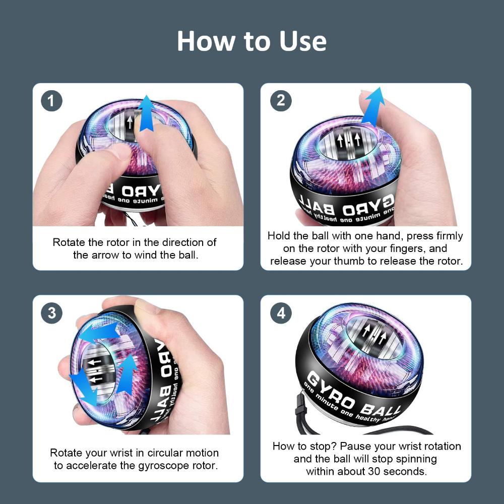 Auto Start Wrist Power Ball Gyroscopic Hand Grip Strengthener Forearm Exerciser Home Fitness Gyro Ball