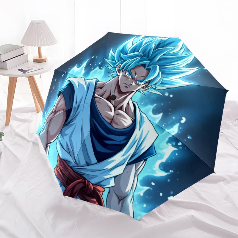 Vzor Goku Dragon Ball, automatický skládací deštník, přenosný a skládací design, 8 žeber, vánoční nebo narozeninový dárek.