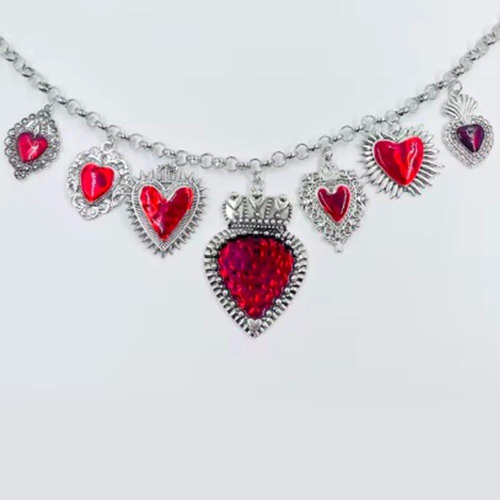 Silver Plated Sacred Heart Chokers Necklaces Chain Necklace  Women's Jewelry