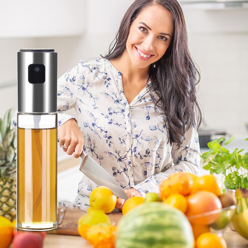 Oil Sprayer for Cooking Fine Mist Empty Glass Spray Bottles Olive Oil Sprayer 3.4oz/100ml Refillable Bottle Portable Mini Travel Bottle Set Oil Spray