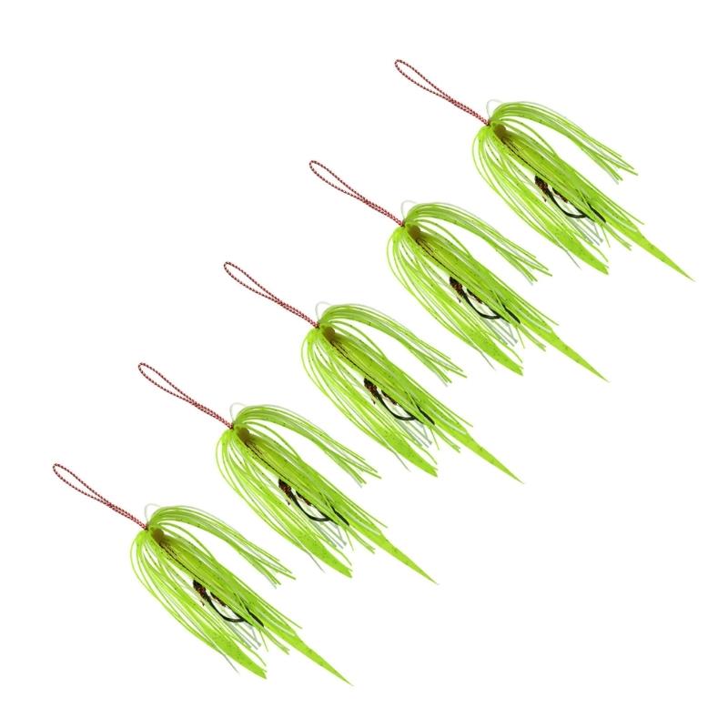 5er Pack Haken aus Kohlenstoffstahl mit doppeltem Jigging-Assist-Haken Salzwasser-Angelhaken Ersatzhaken Vertikale Jigs Köder Hakenset