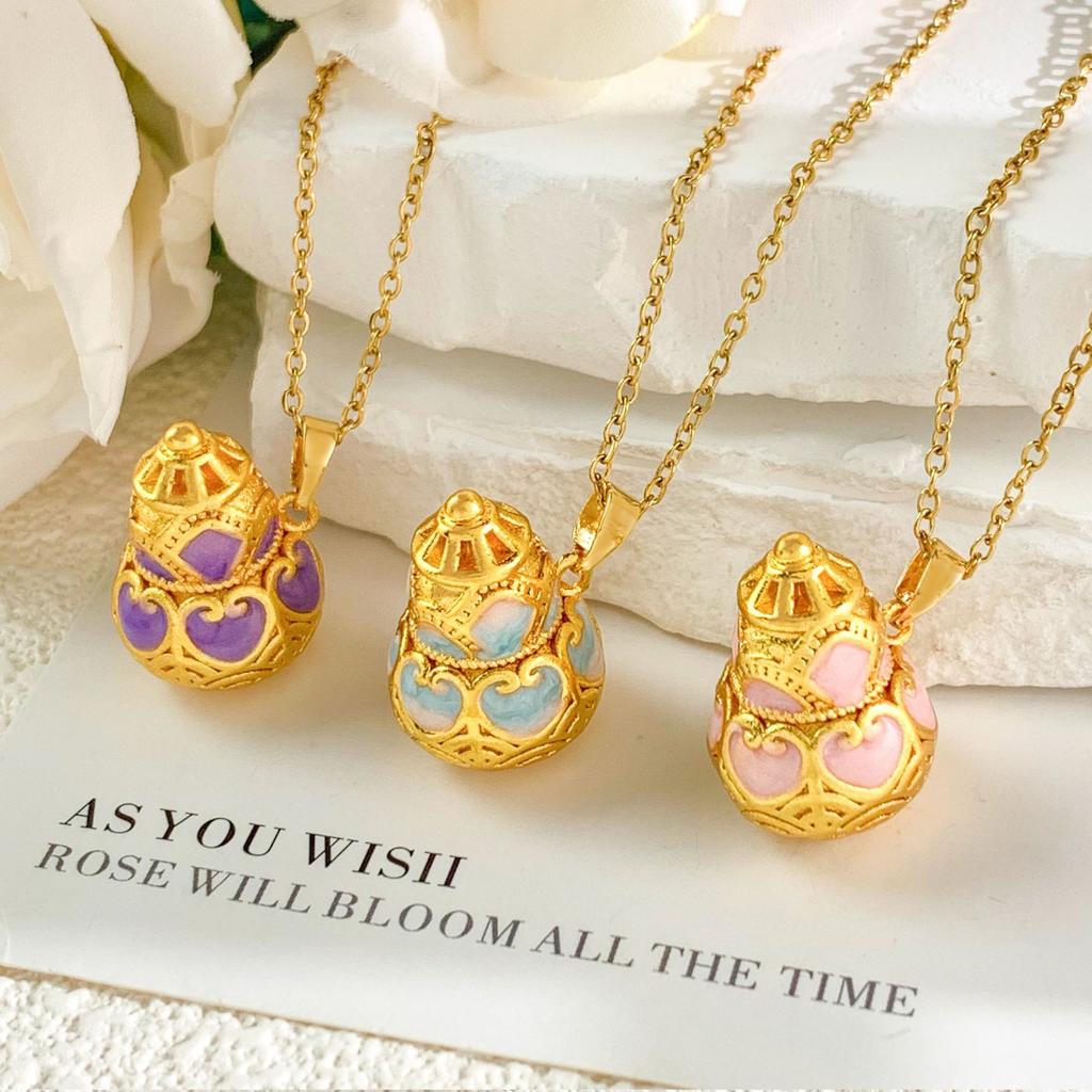Necklace Ancient Gold Auspicious Gourd Necklace Light Luxury Niche Fashion High Sense Does Not Fade Necklace Accessories Women's Summer