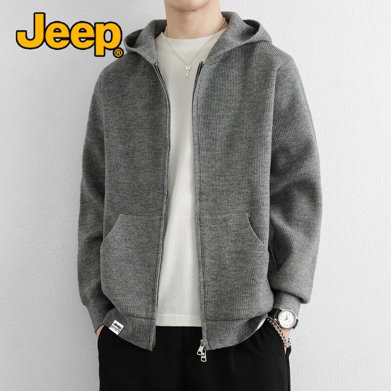 JEEP Men's Hooded Knit Zip-Up Cardigan Jacket