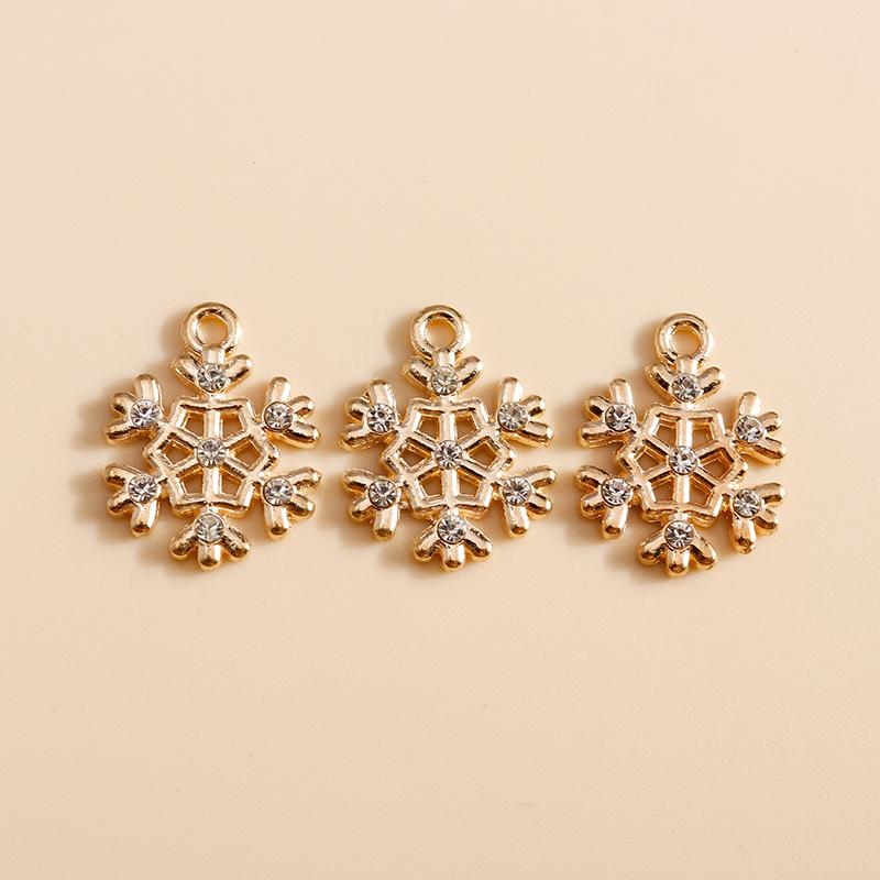10pcs 17x21mm Cute Enamel Winter Snowflake Charms for Jewelry Making Christmas Earrings Pendants Necklaces DIY Crafts Supplies