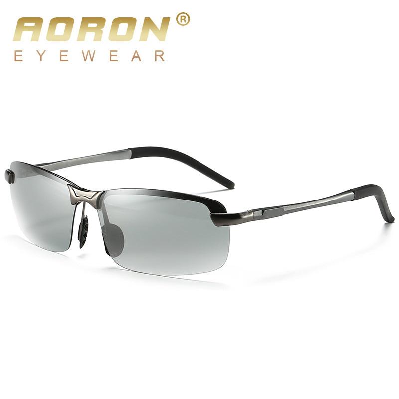 

AORON фотохромные поляризационные солнцезащитные очки в алюминиевой оправе UV400 солнцезащитные очки очки для вождения мужские серый