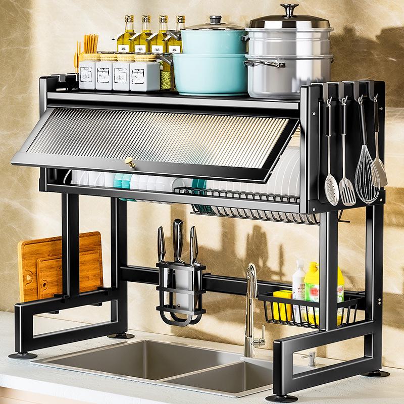 "Multifunctional Kitchen Sink Dish Storage & Drain Rack"