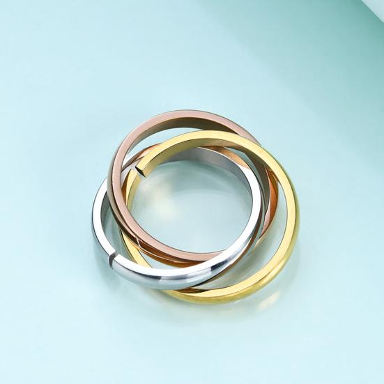 Inel încâlcit retro cu 3 straturi Culoare contrastantă Lustru lustruit Anti-rugină Antioxidare Inel de deget din oțel titan Bijuterii unisex pentru petrecerea zilnică