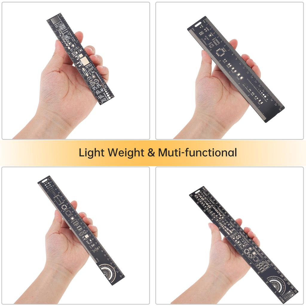4pcs 150-300mm PCB Ruler Set Straight Edge Heavy Duty Electronic Technician Engineering Drafting Professional