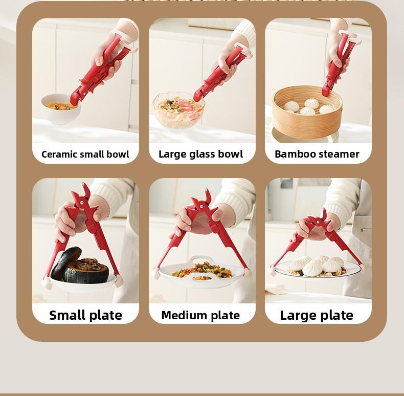Anti scald clamp bowl holder kitchen silicone 2-in-1 clamp dual-purpose non slip bowl clamp pan lifting device anti scald clamp