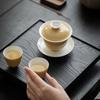 Ceramic Teacup White Porcelain Tea Tureen Handmade Solid Bowl Chinese Kung Fu Gongfu Gaiwan Retro Teaware Drinkware Tea Ceremony